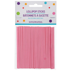 Pink Lollipop Sticks - 50 Pack