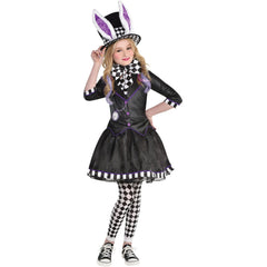 Kids' Dark Mad Hatter Halloween Costume with Bunny Ears