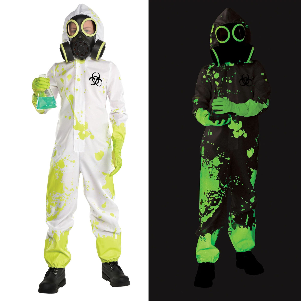 Radioactive Hazmat Suit Glow-in-the-Dark Halloween Costume for Boys