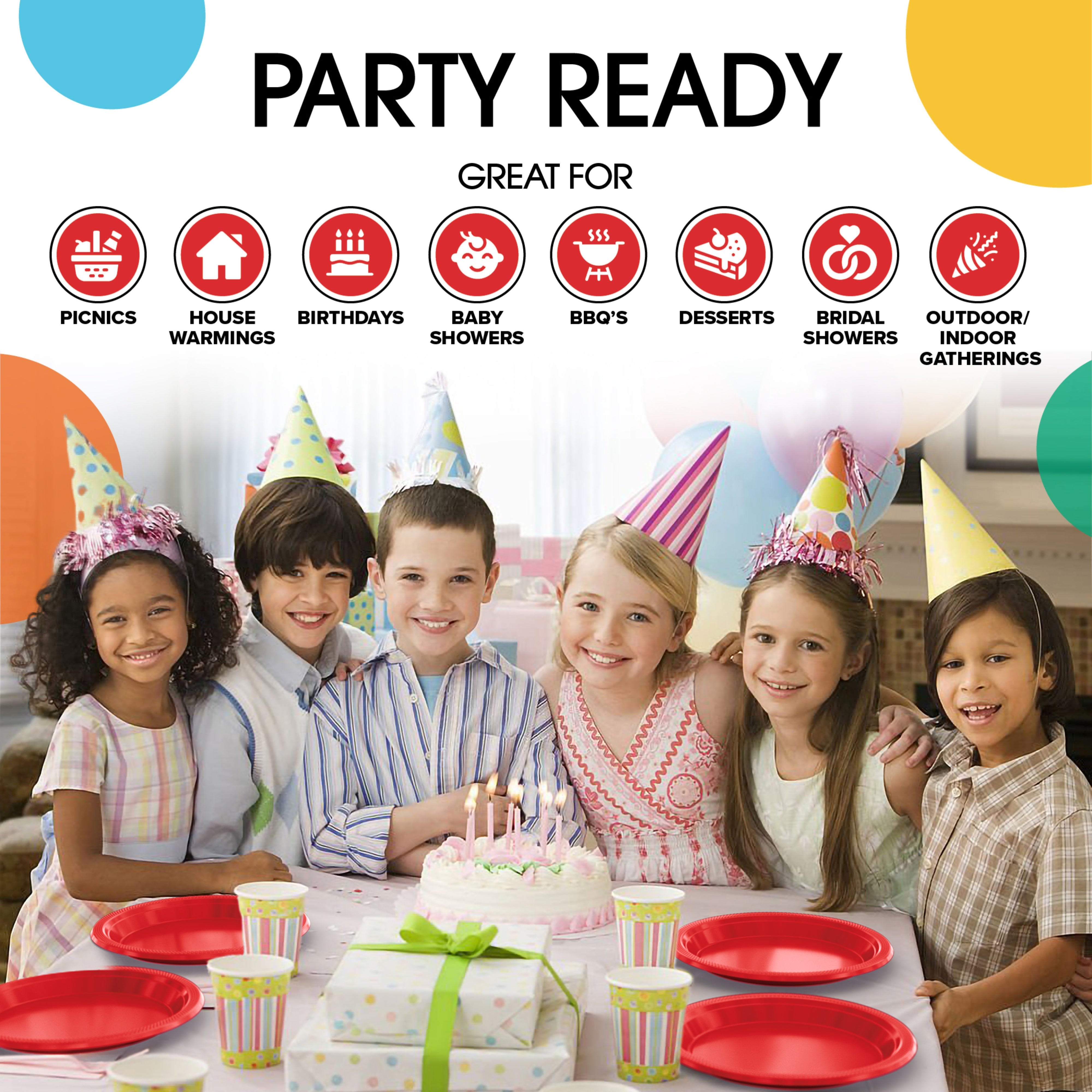 Little Gym - 7 In. Red Plastic Plates | 100 Count