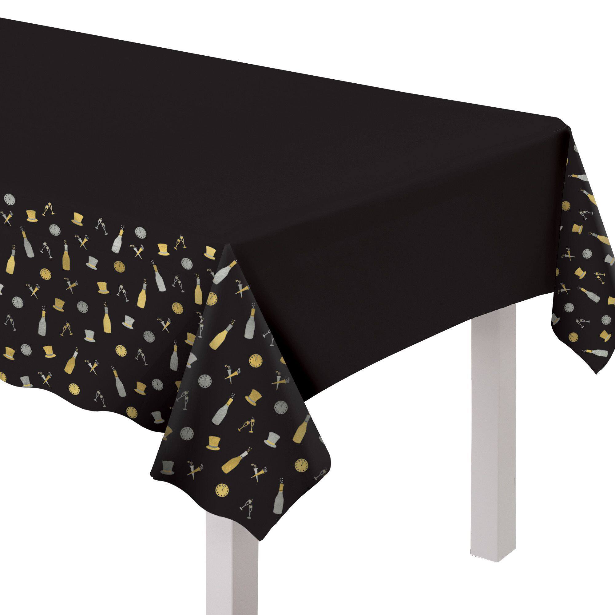 Bubbly Celebration New Year's Eve Plastic Table Cover, 3-Pack