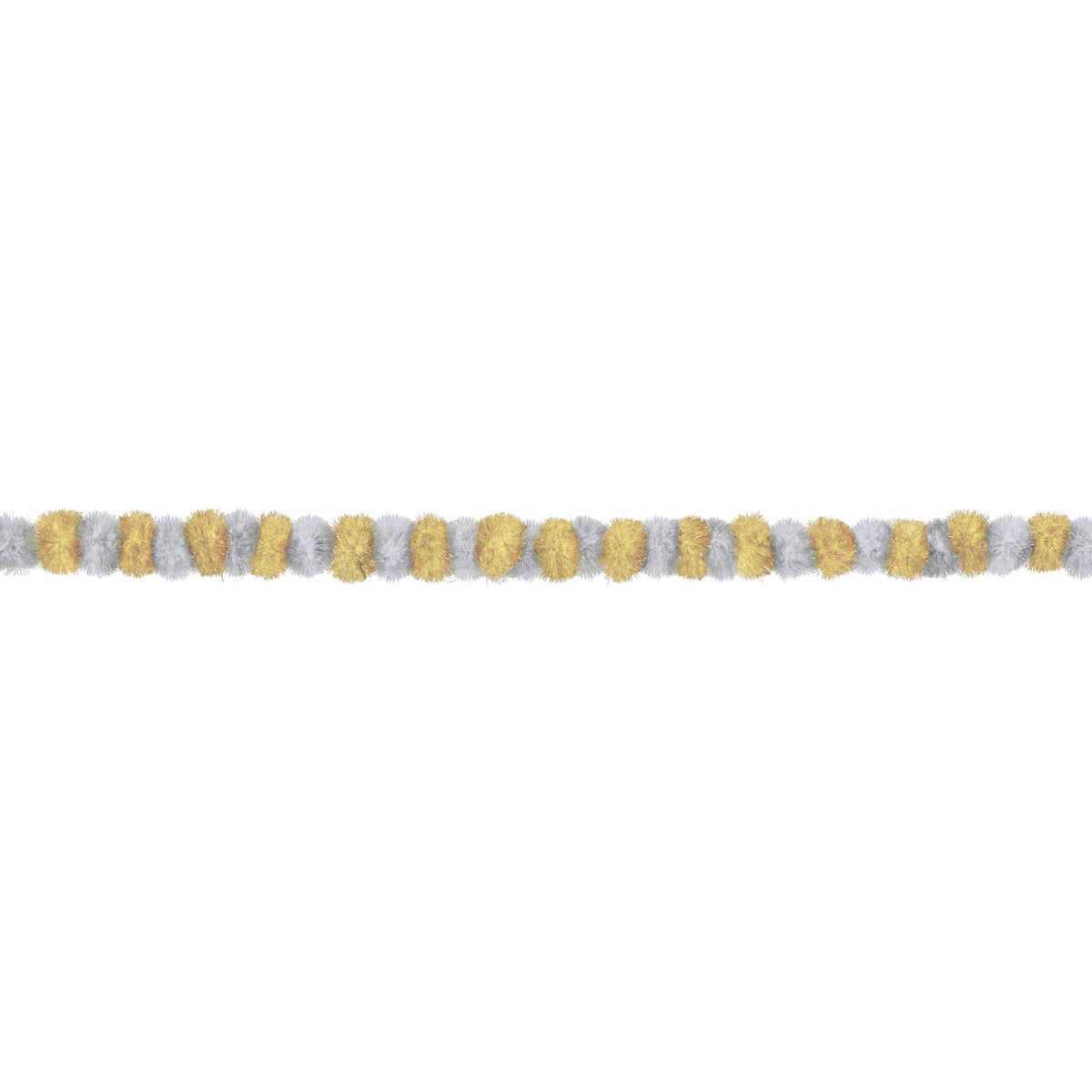 Festive Silver & Gold Pom Pom Tinsel Garland - 9ft