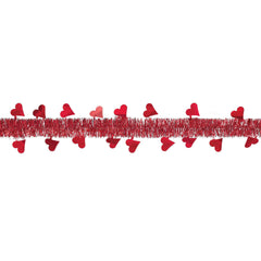 Valentine's Day Red Heart Tinsel Garland, 8-ft