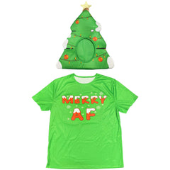 Merry AF Christmas Tree Head Cover & T-Shirt Set