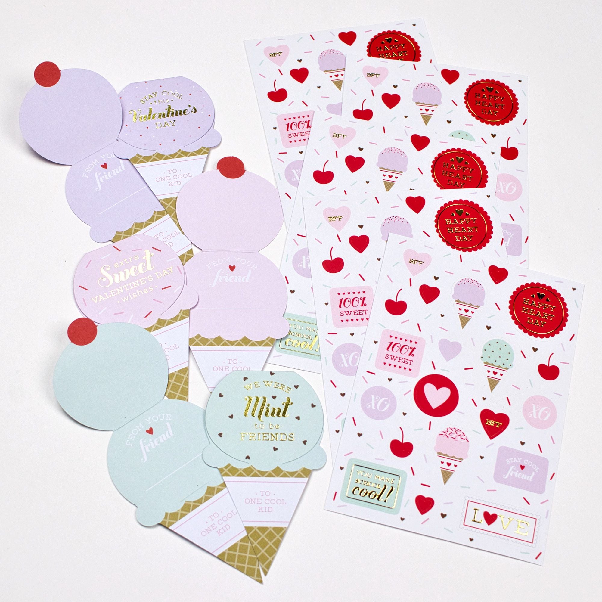 Valentine's Day Ice Cream Truck Card & Sticker Set