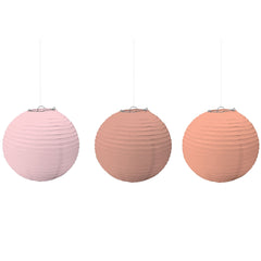 Metallic Rose Gold & Pink Paper Lanterns - 3 Pack