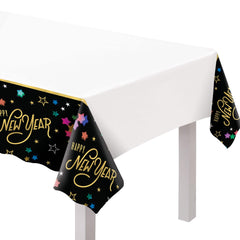Starlight New Year's Eve Plastic Table Cover - 54x102 inches