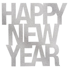 Silver Glitter "Happy New Year" Photo Booth Prop