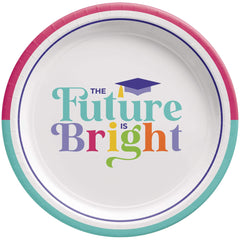 Graduation Celebration Paper Plates - "The Future is Bright" - 10", 20 Ct