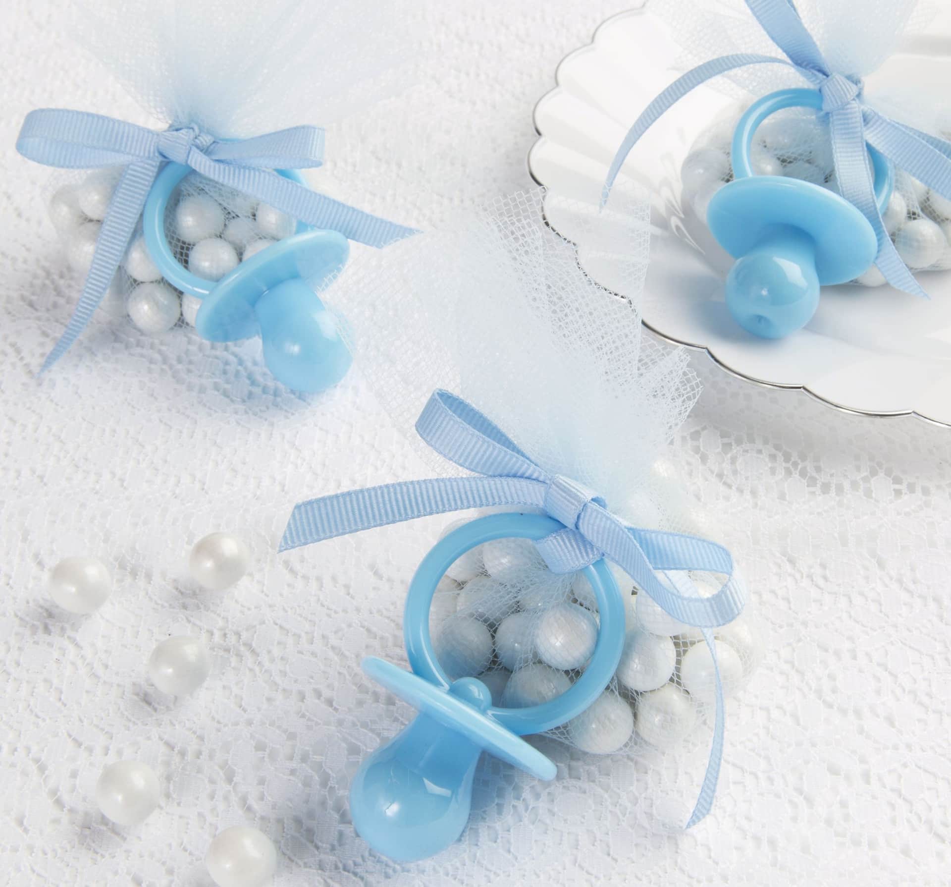Blue Pacifier Baby Shower Favor Charms - 8 Pack