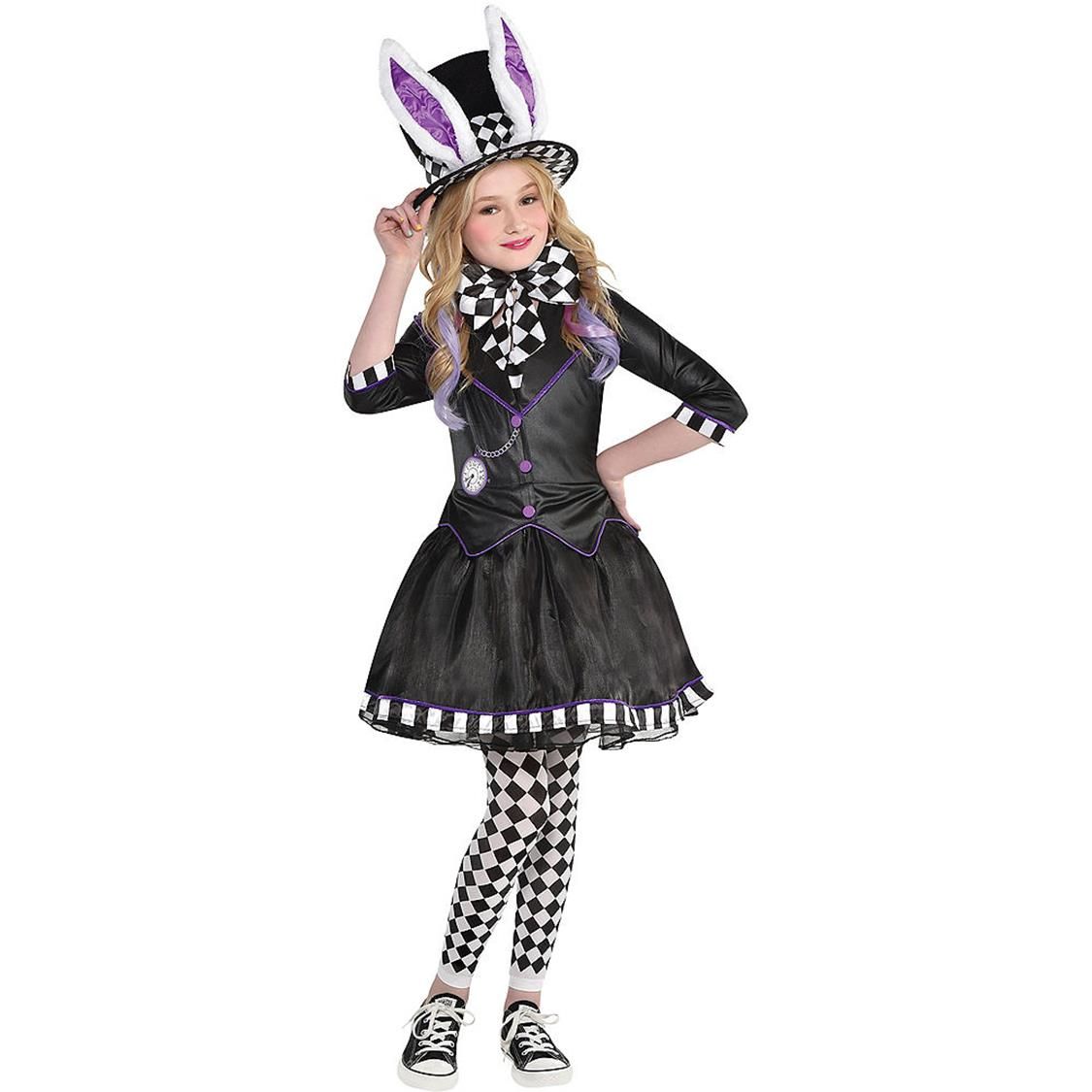 Kids' Dark Mad Hatter Halloween Costume with Bunny Ears