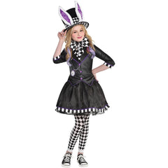 Kids' Dark Mad Hatter Halloween Costume with Bunny Ears
