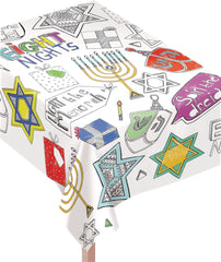 Hanukkah Coloring Paper Table Cover - 54x102-Inch