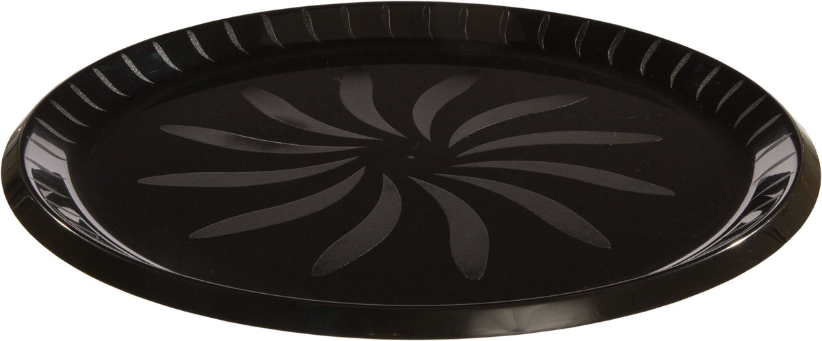 Elegant 16" Black Round Plastic Platter for Catering