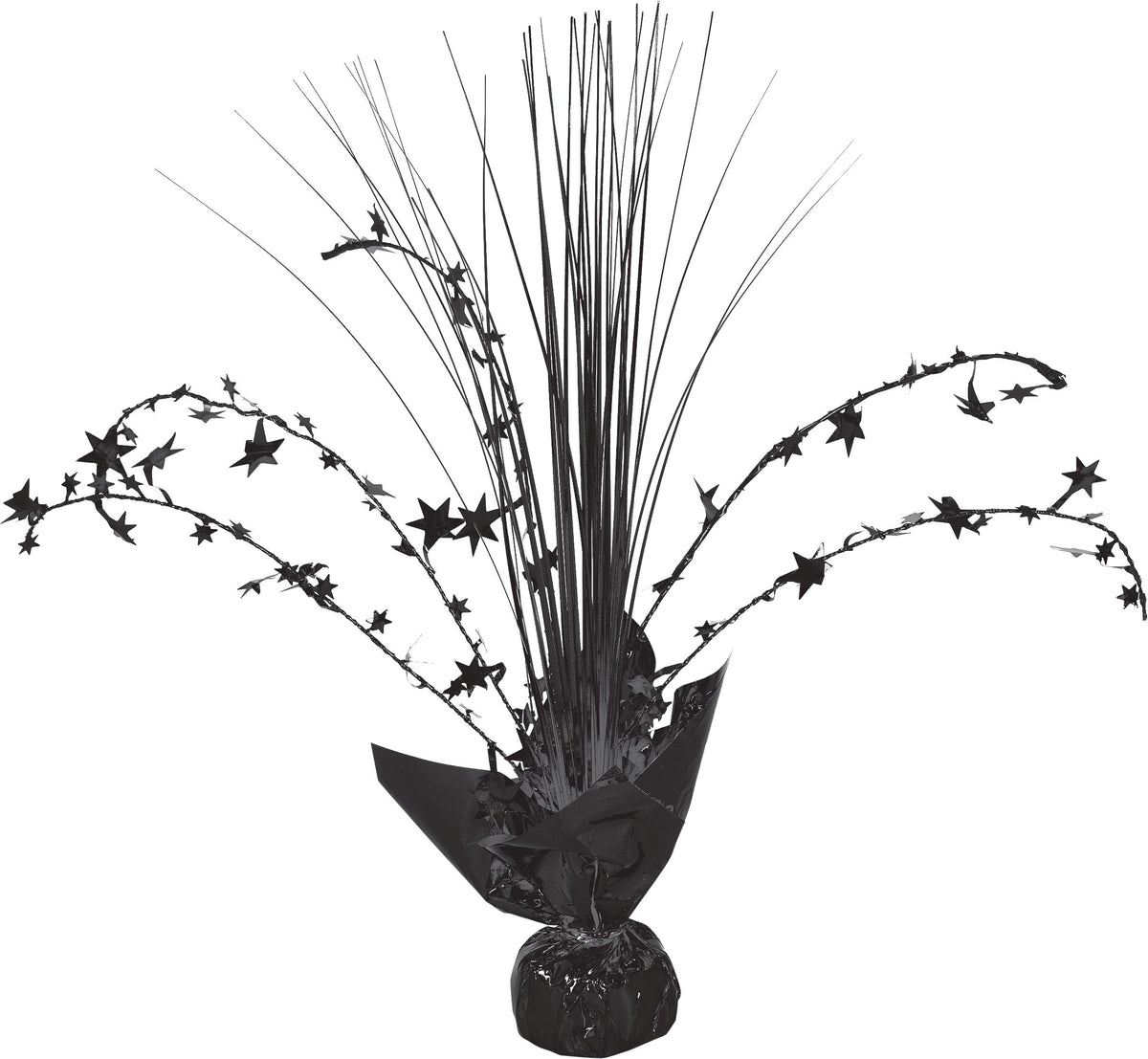 Black Metallic Tinsel Spray Centerpiece - 12" Table Decoration