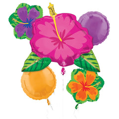 Summer Hibiscus Foil Balloon Bouquet - 5 Piece Set