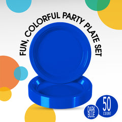 Little Gym - 7 In. Dark Blue Plastic Plates | 50 Ct.