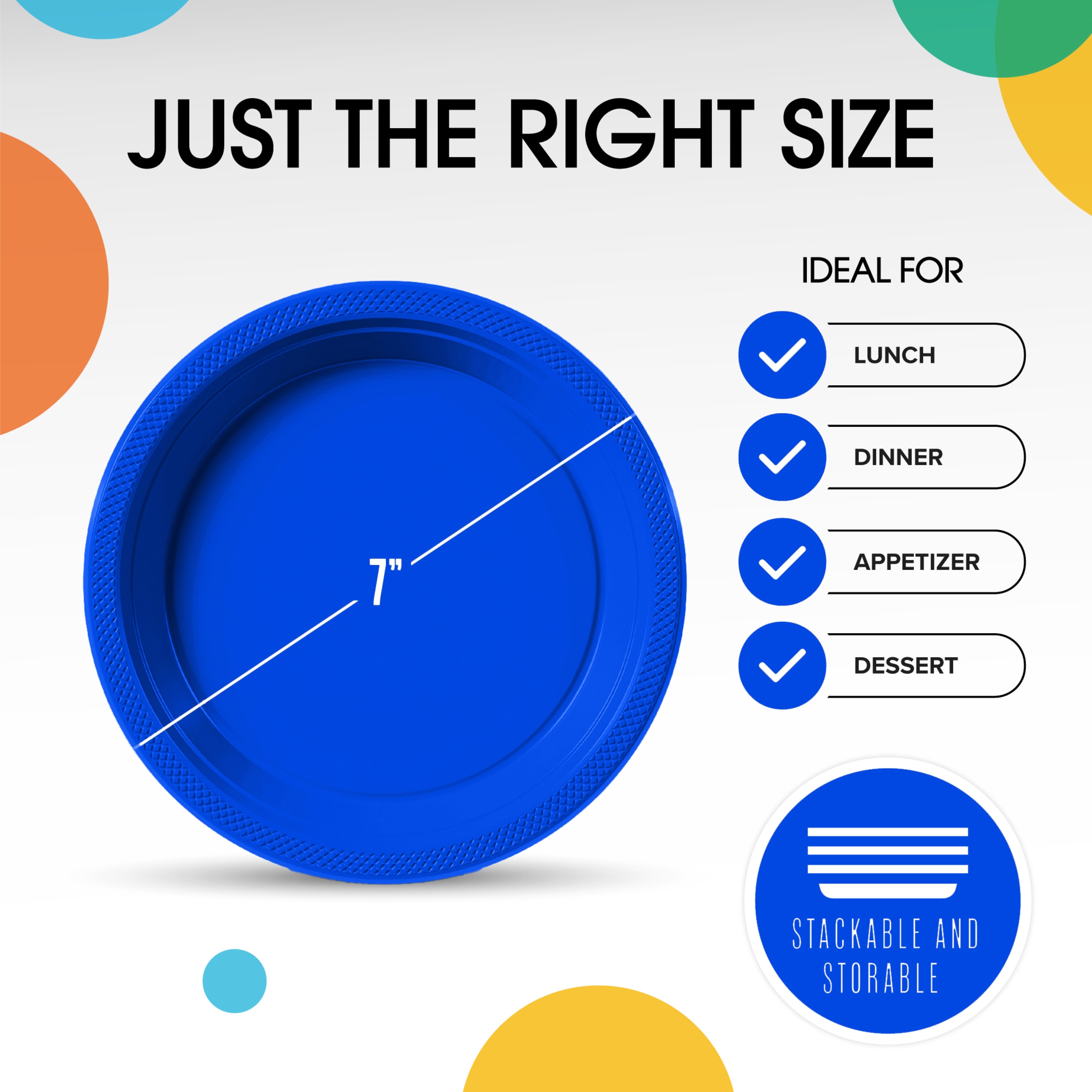 Little Gym - 7 In. Dark Blue Plastic Plates | 50 Ct.