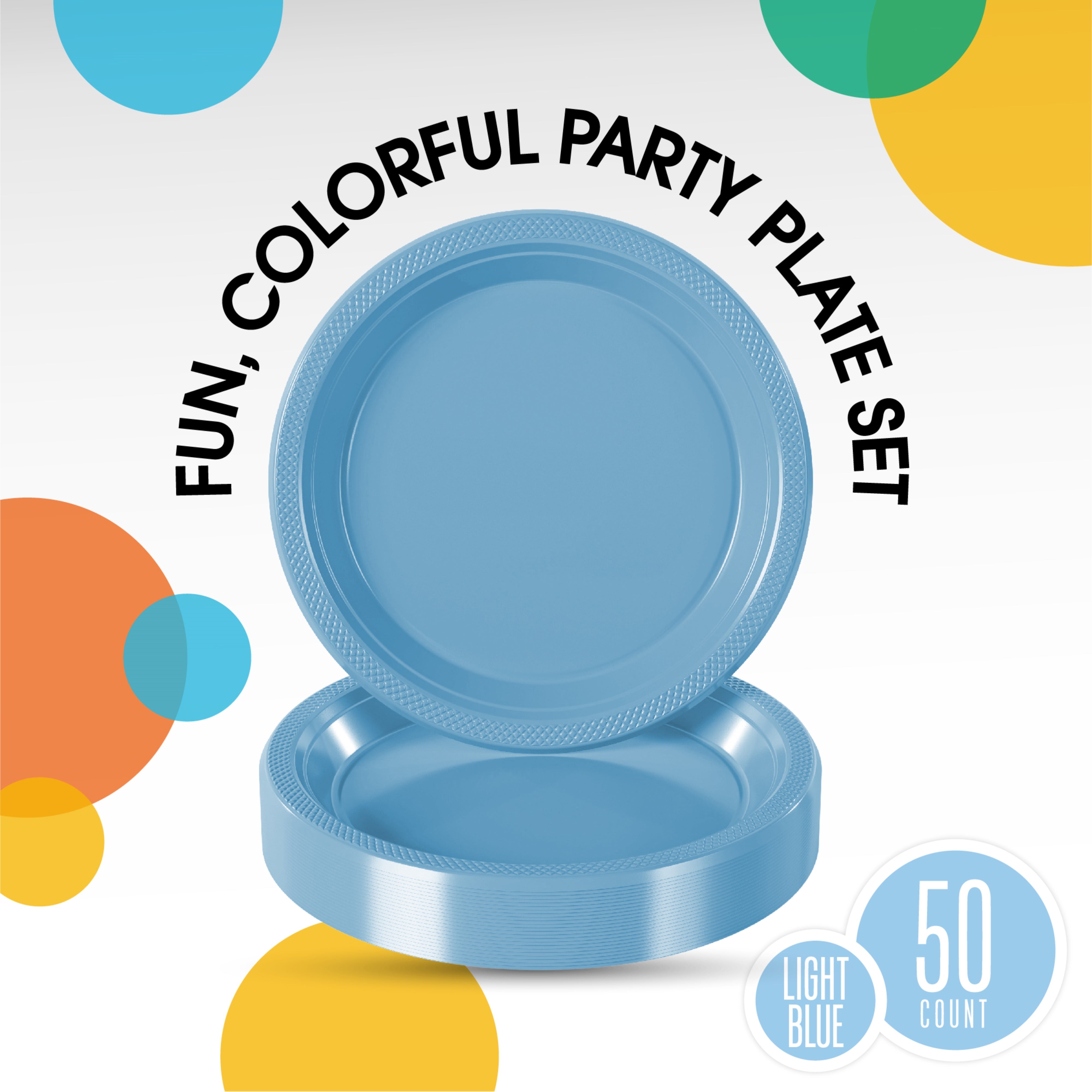 Little Gym - 9 In. Light Blue Plastic Plates | 50 Ct.