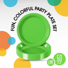 Little Gym - 9 In. Lime Green Plastic Plates | 50 Ct.