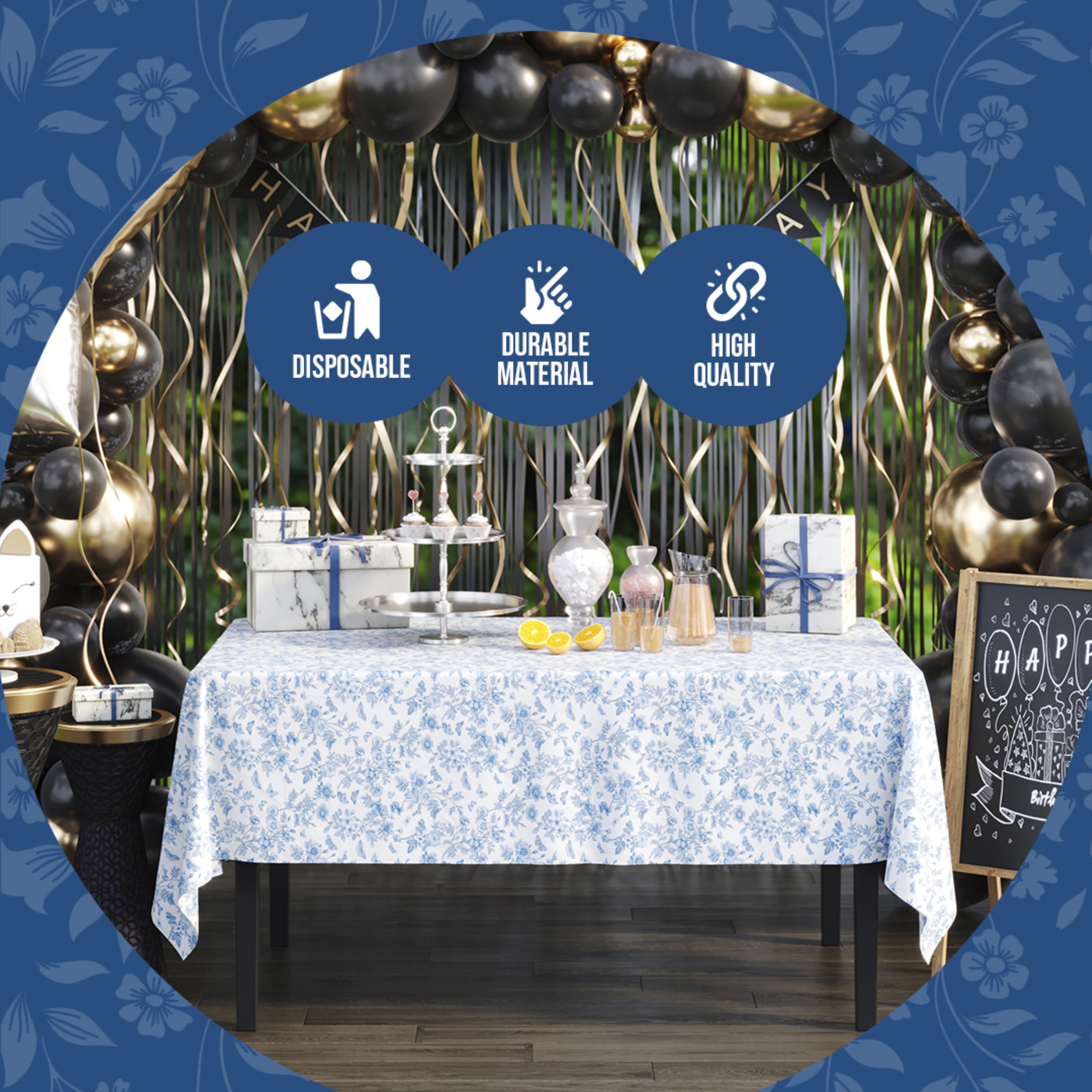 Trendables Premium Botanical Table Cover 54 x 108 - 54 x 108 - 2 Pack