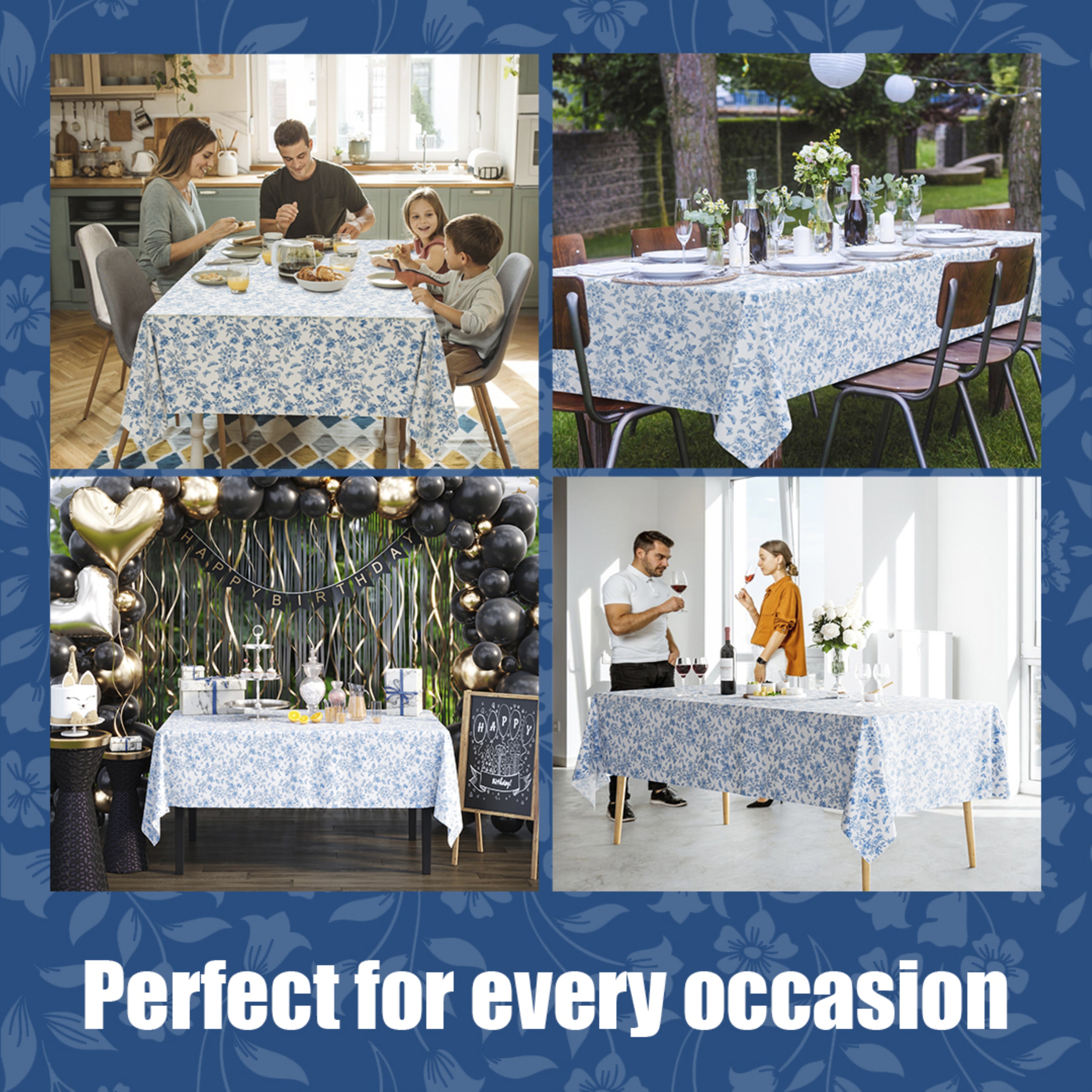 Trendables Premium Botanical Table Cover 54 x 108 - 54 x 108 - 2 Pack
