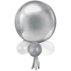 Class 101 - Round Pearl Foil & Latex Balloon Chandelier, Silver/White, 16x26-in, 16-pk, for Birthday Party