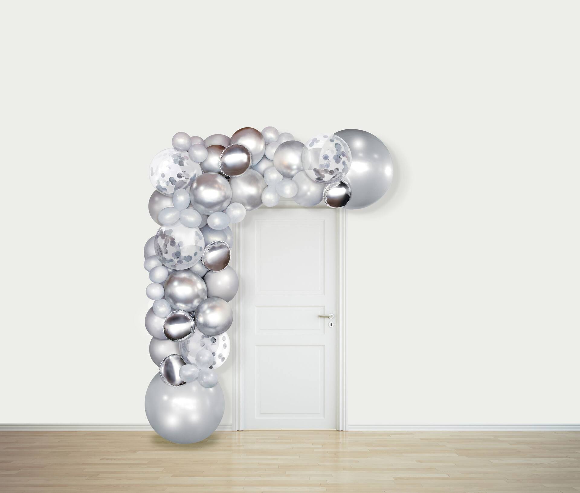 Class 101 - Round Transparent Confetti Latex Balloon Garland Arch Kit, Gold/Silver/White, for Wedding/Birthday Party