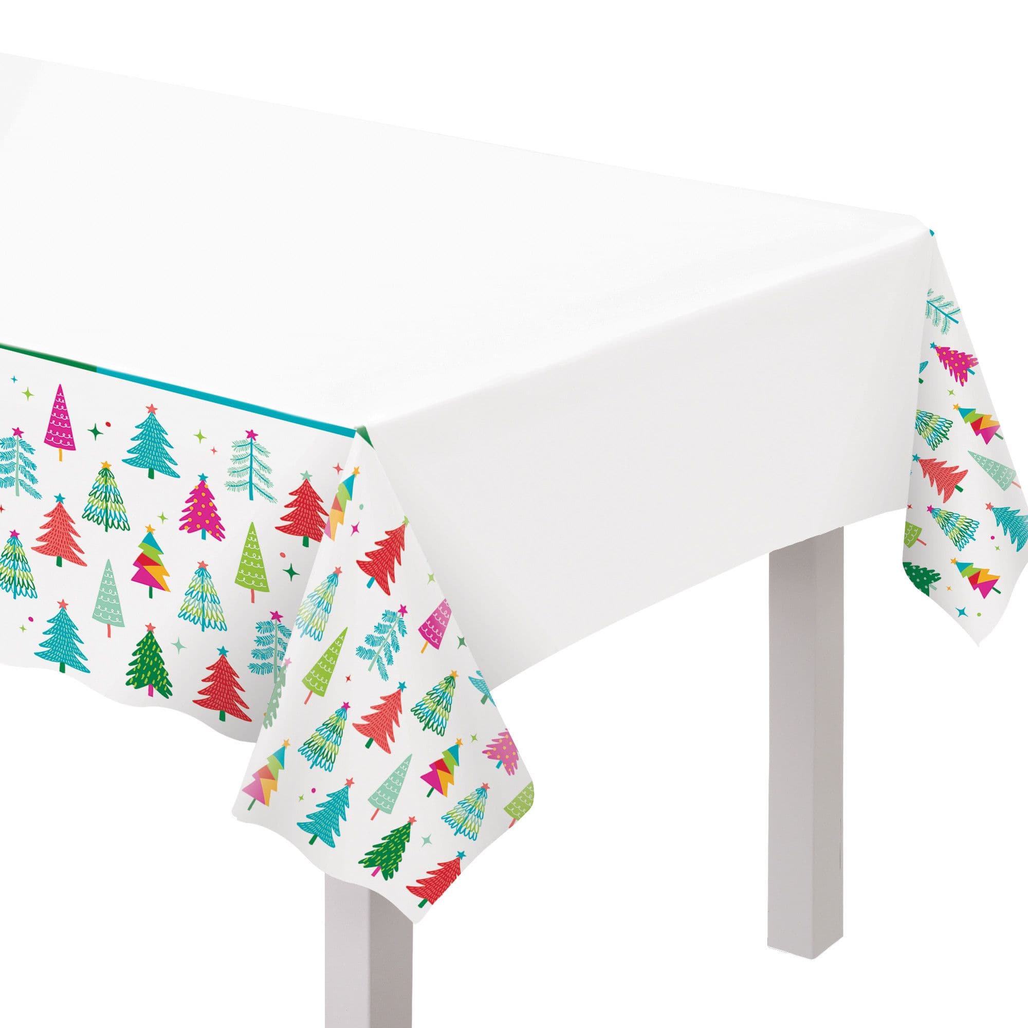 PMA - Christmas Merry Everything Plastic Table Cover, 54-in x 102-in