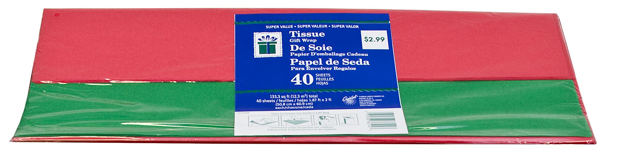 Urban Air - Tissue Paper, Green/Red, 40-pk
