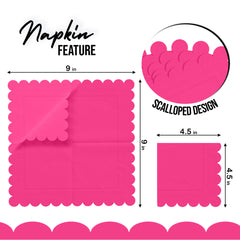 Cerise Scallop Beverage Napkins - 50 Ct.