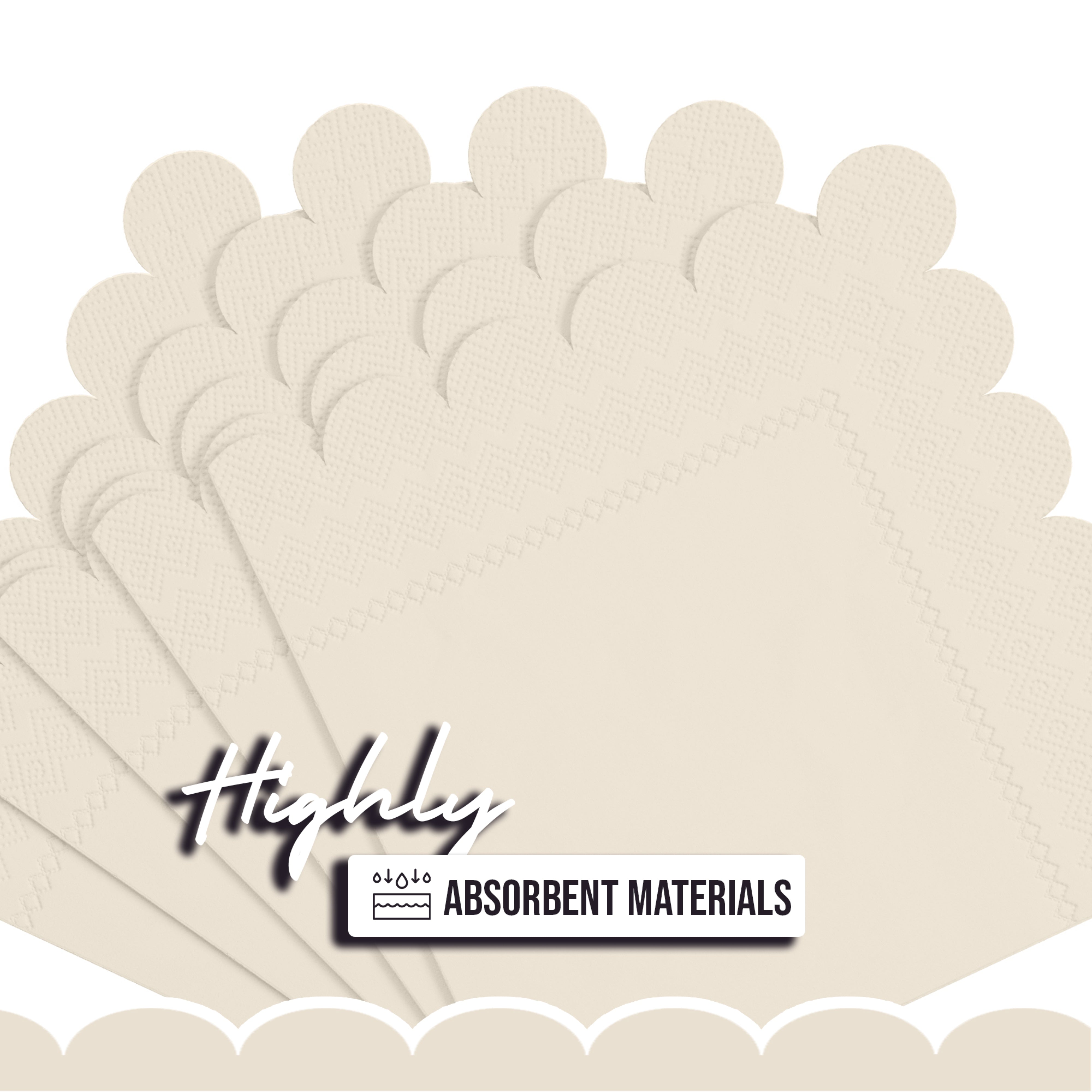 Ivory Scallop Beverage Napkins - 50 Ct.