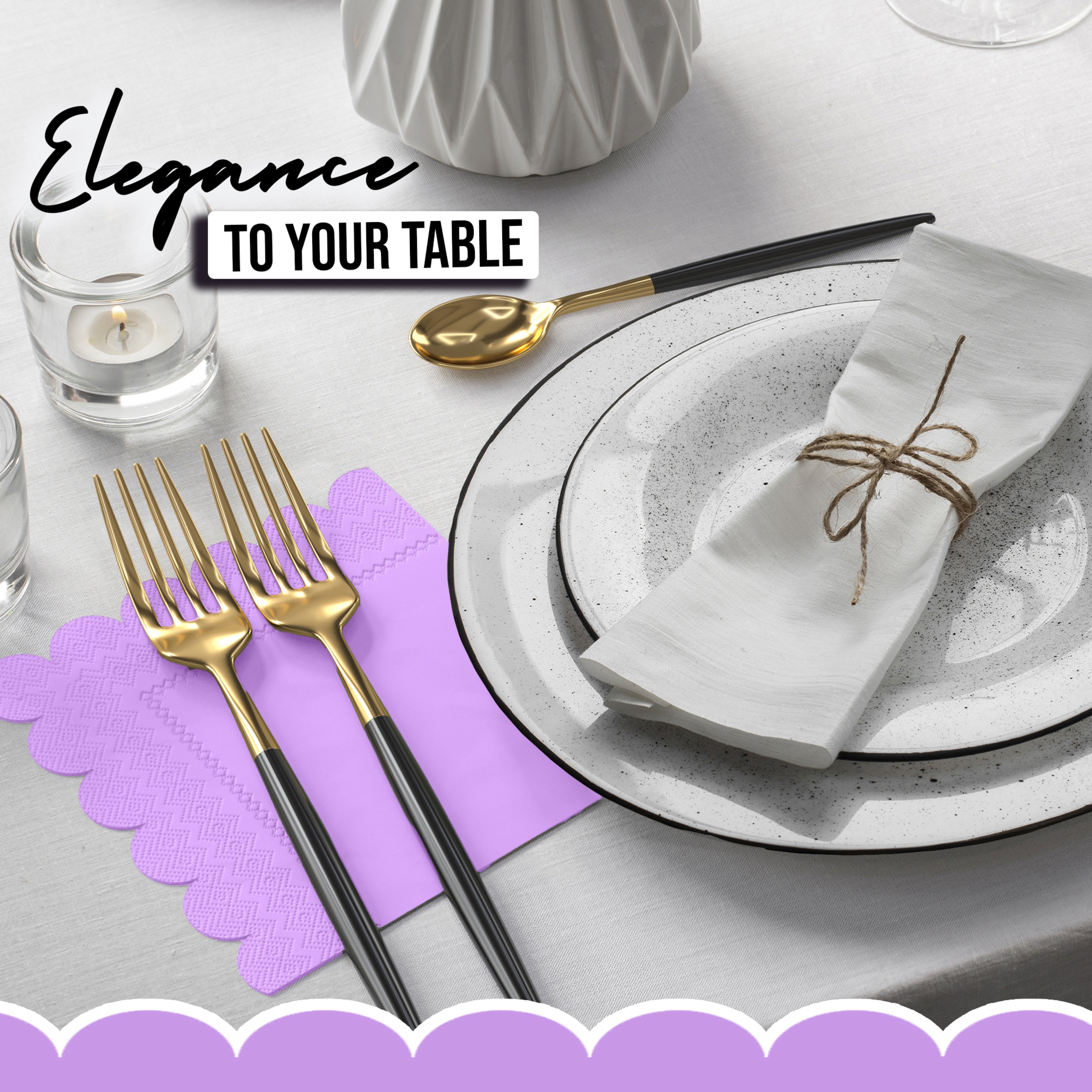 Lavender Scallop Beverage Napkins - 50 Ct.