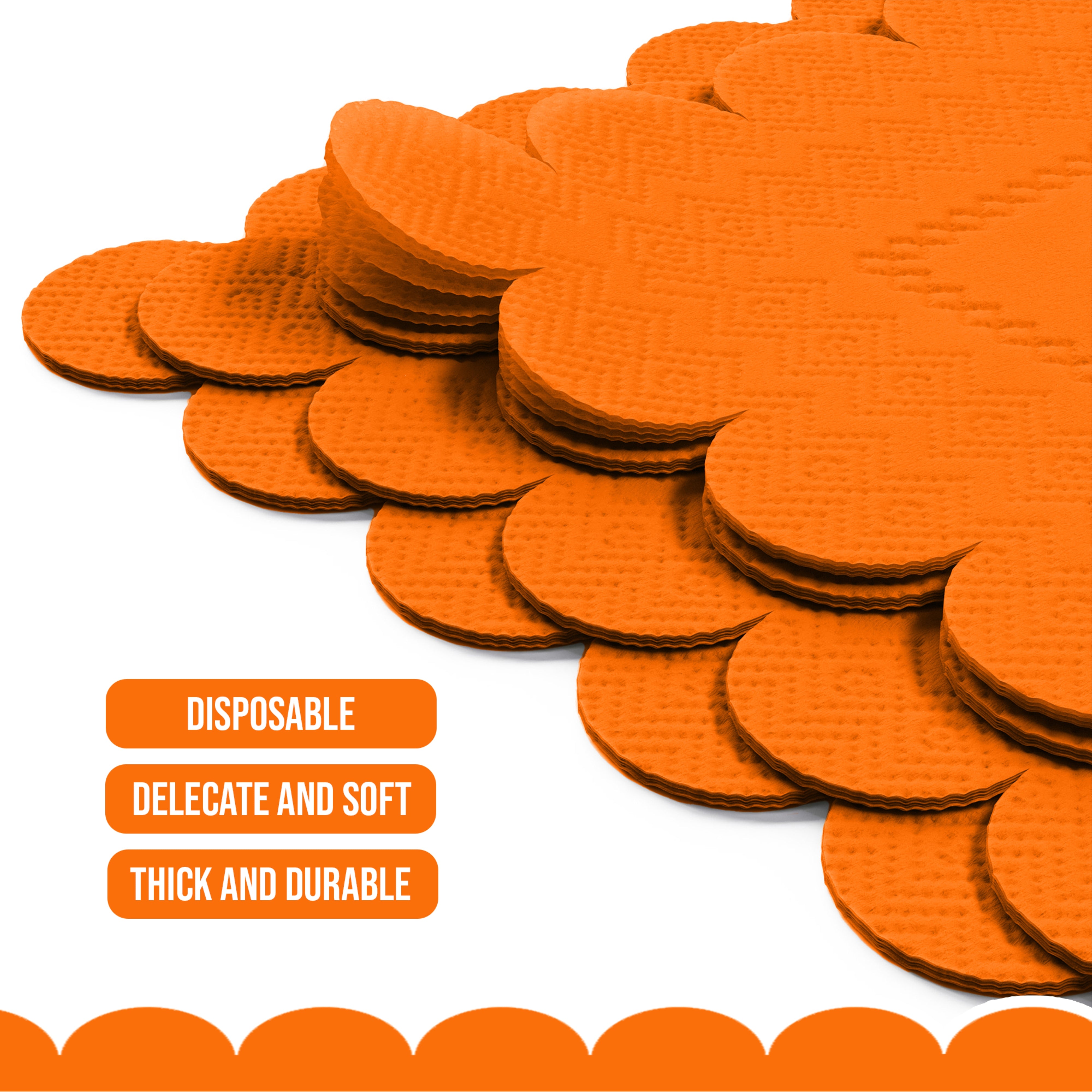 Orange Scallop Beverage Napkins - 50 Ct.