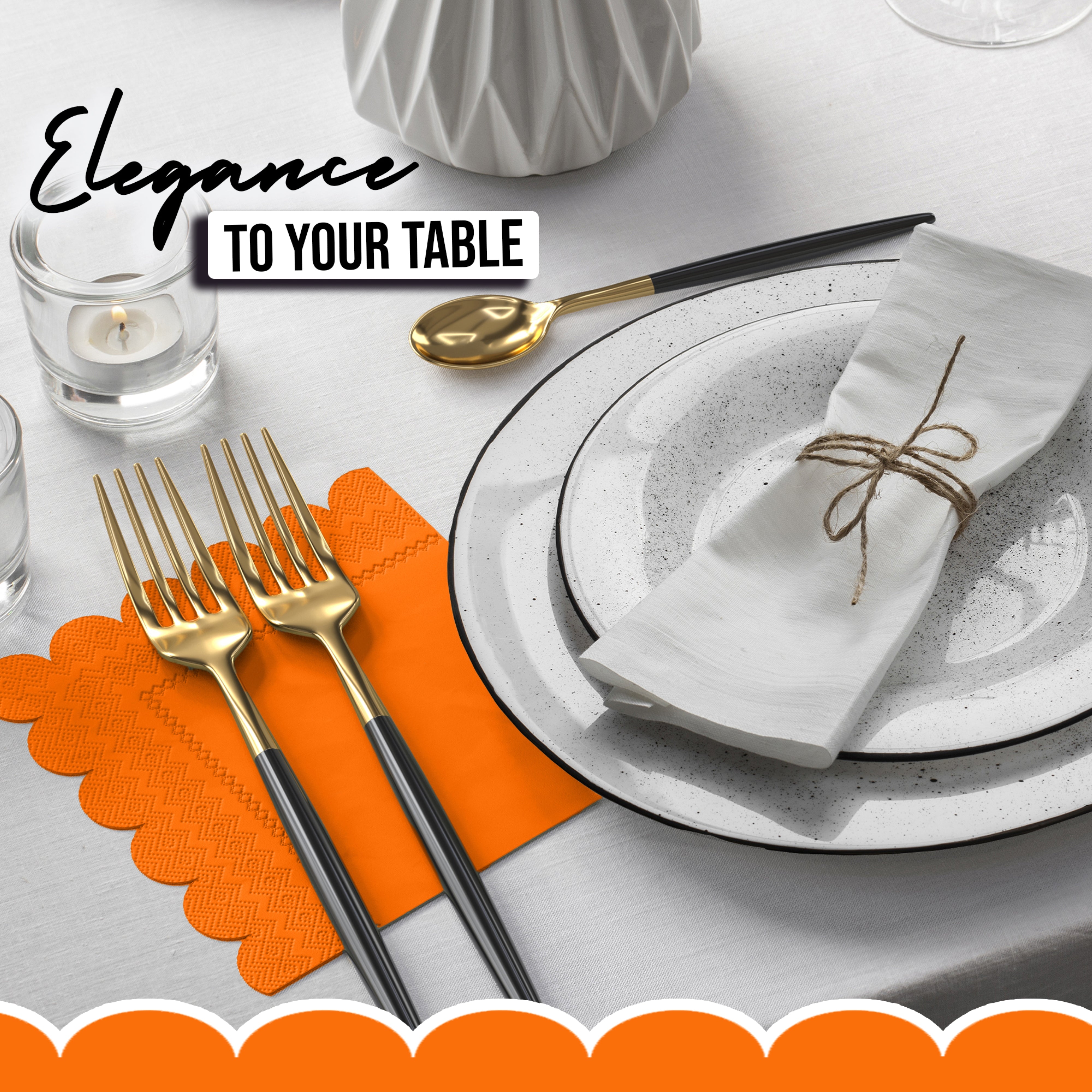 Orange Scallop Beverage Napkins - 50 Ct.