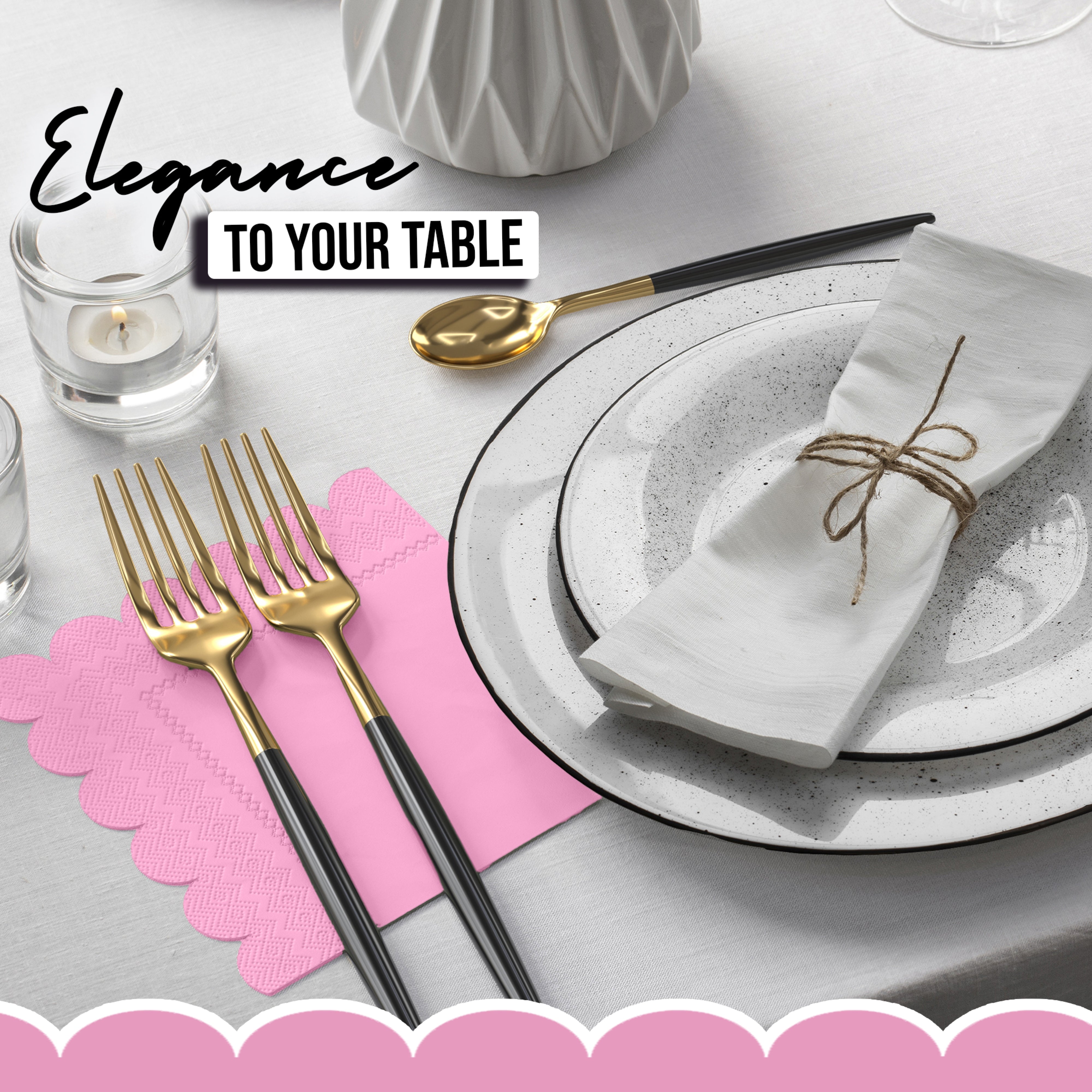 Pink Scallop Beverage Napkins - 50 Ct.