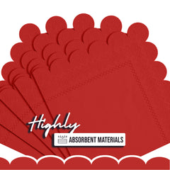 Red Scallop Beverage Napkins - 50 Ct.