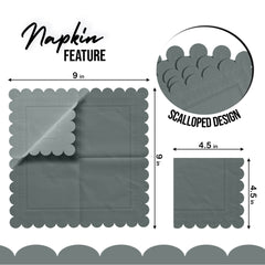 Silver Scallop Beverage Napkins - 50 Ct.