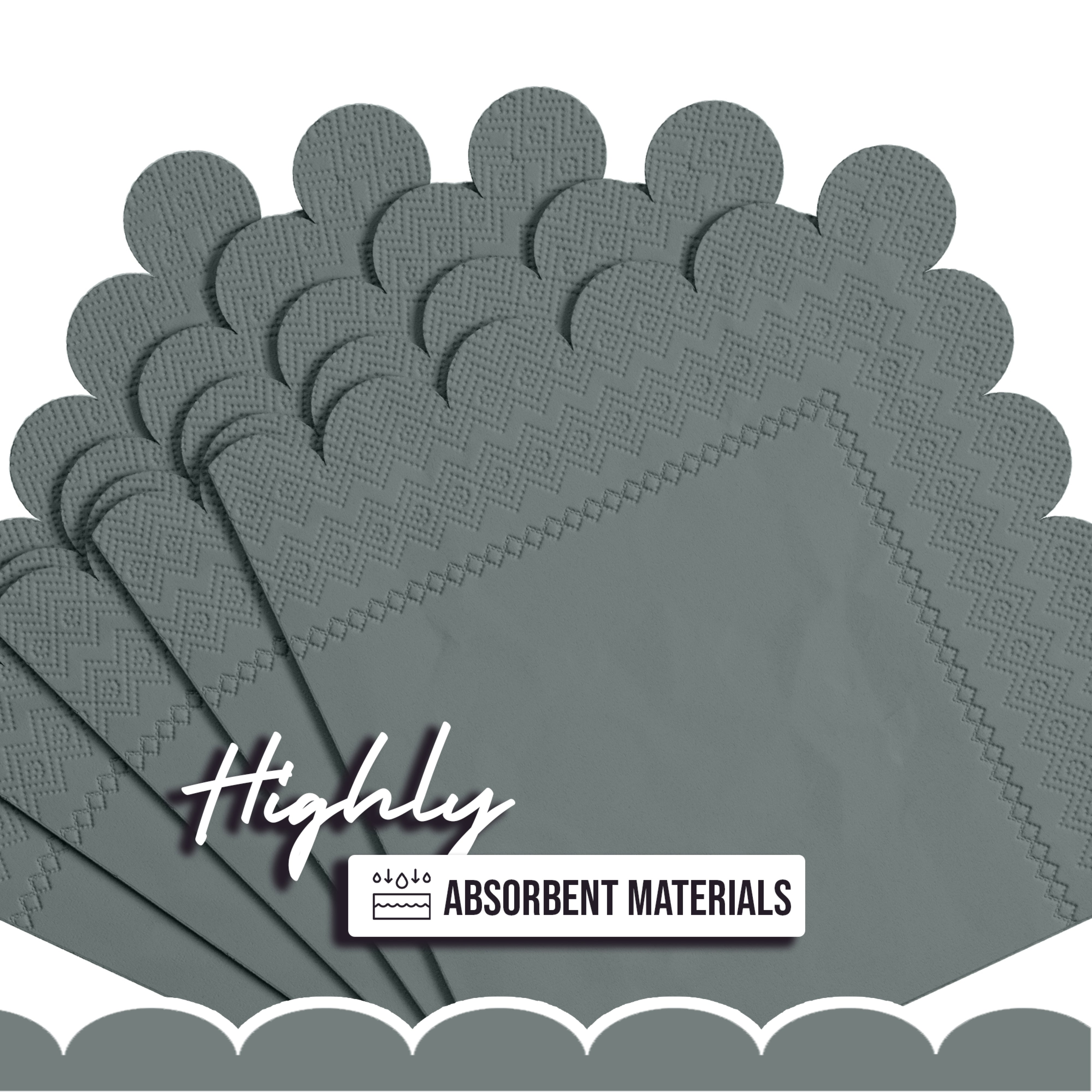 Silver Scallop Beverage Napkins - 50 Ct.