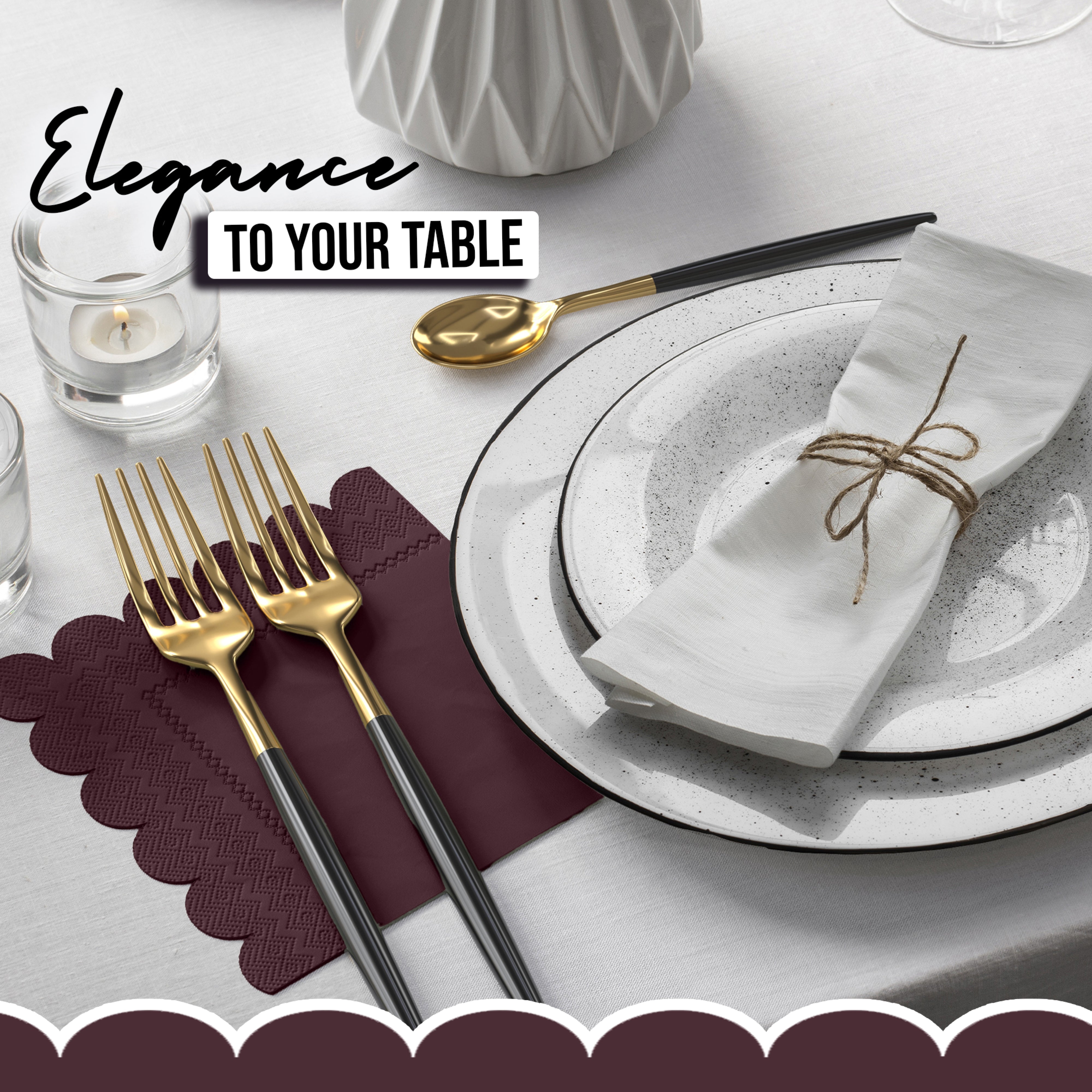 Brown Scallop Beverage Napkins - 50 Ct.