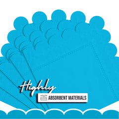 Turquoise Scallop Beverage Napkins - 50 Ct.