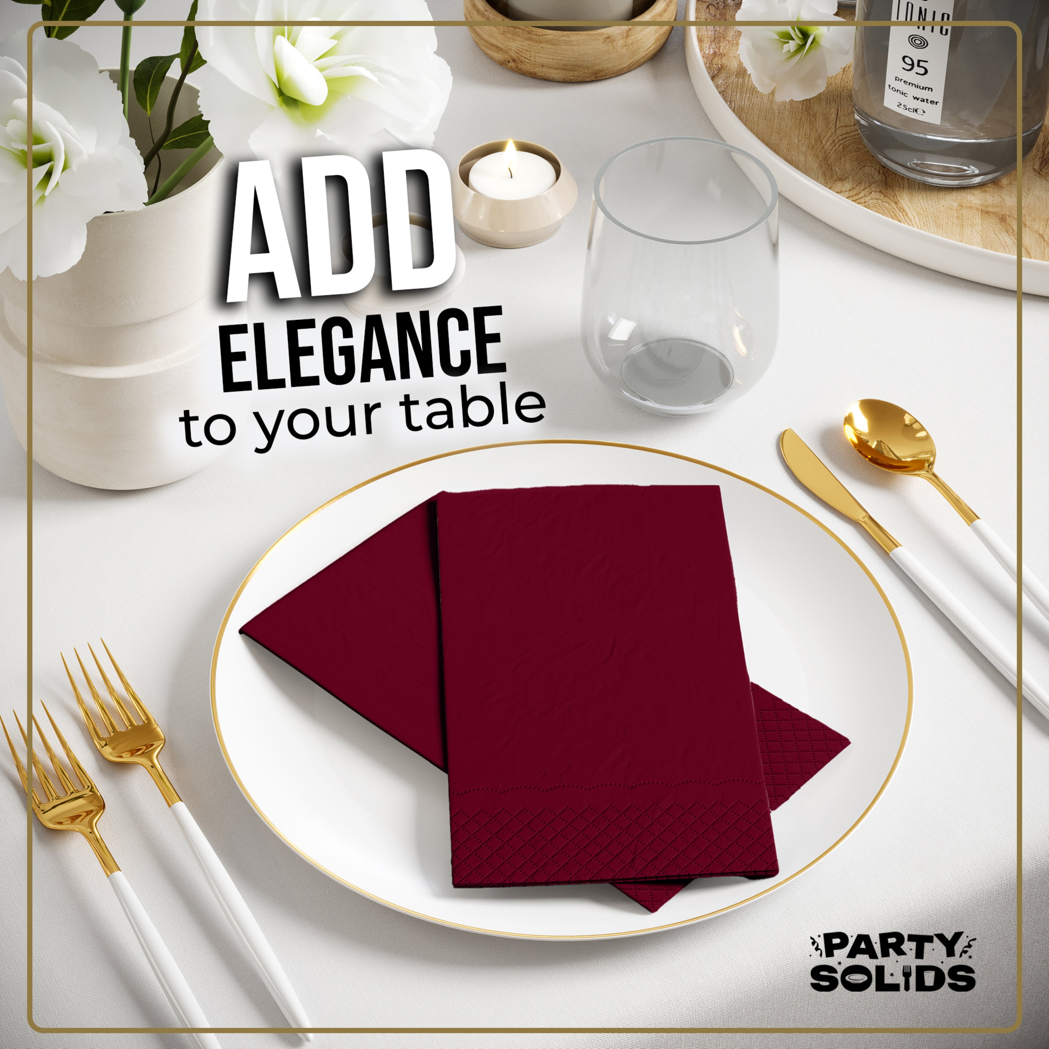 Burgundy Guest Towel Napkins - 40 Ct.
