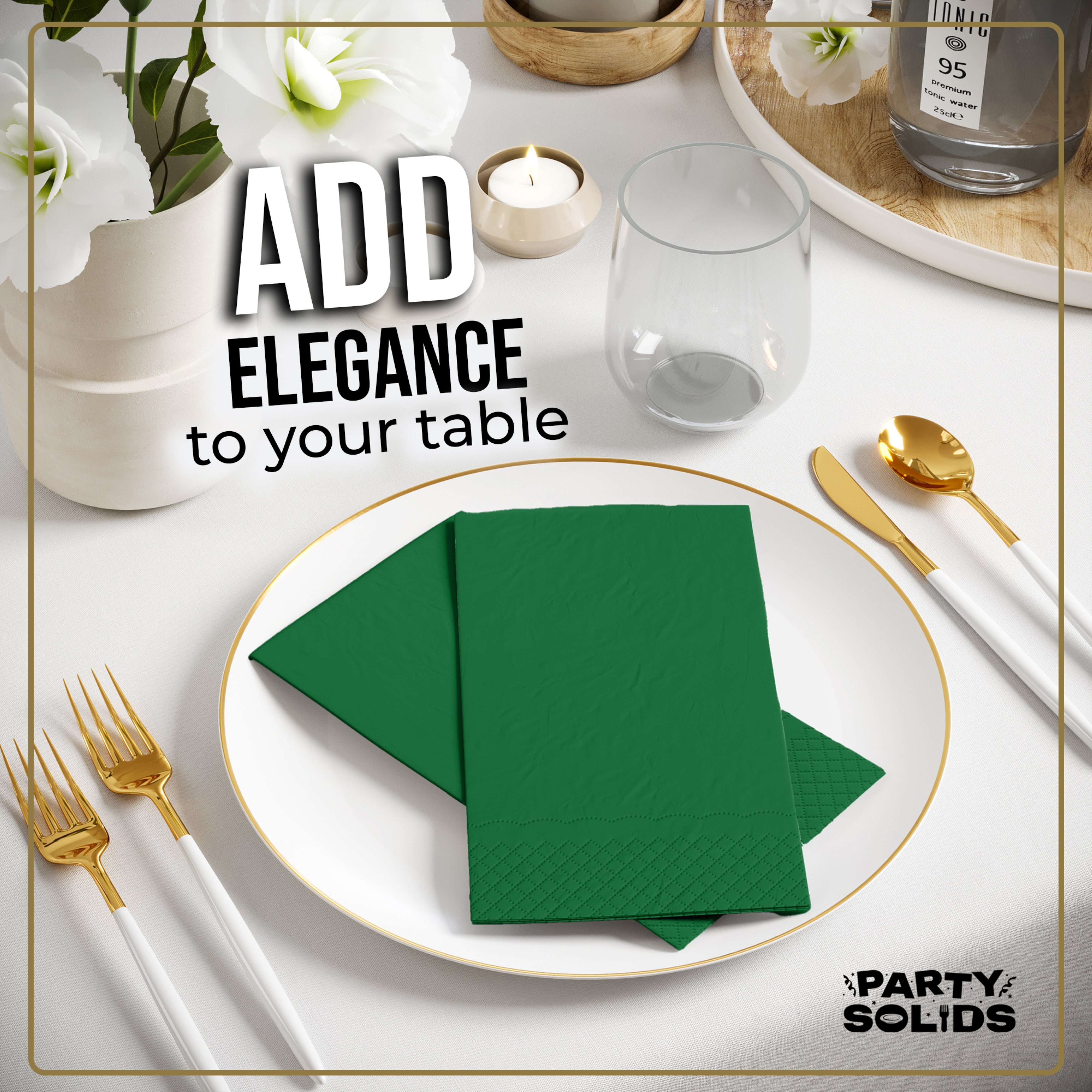 Emerald Green Guest Towel Napkins - 40 Ct.