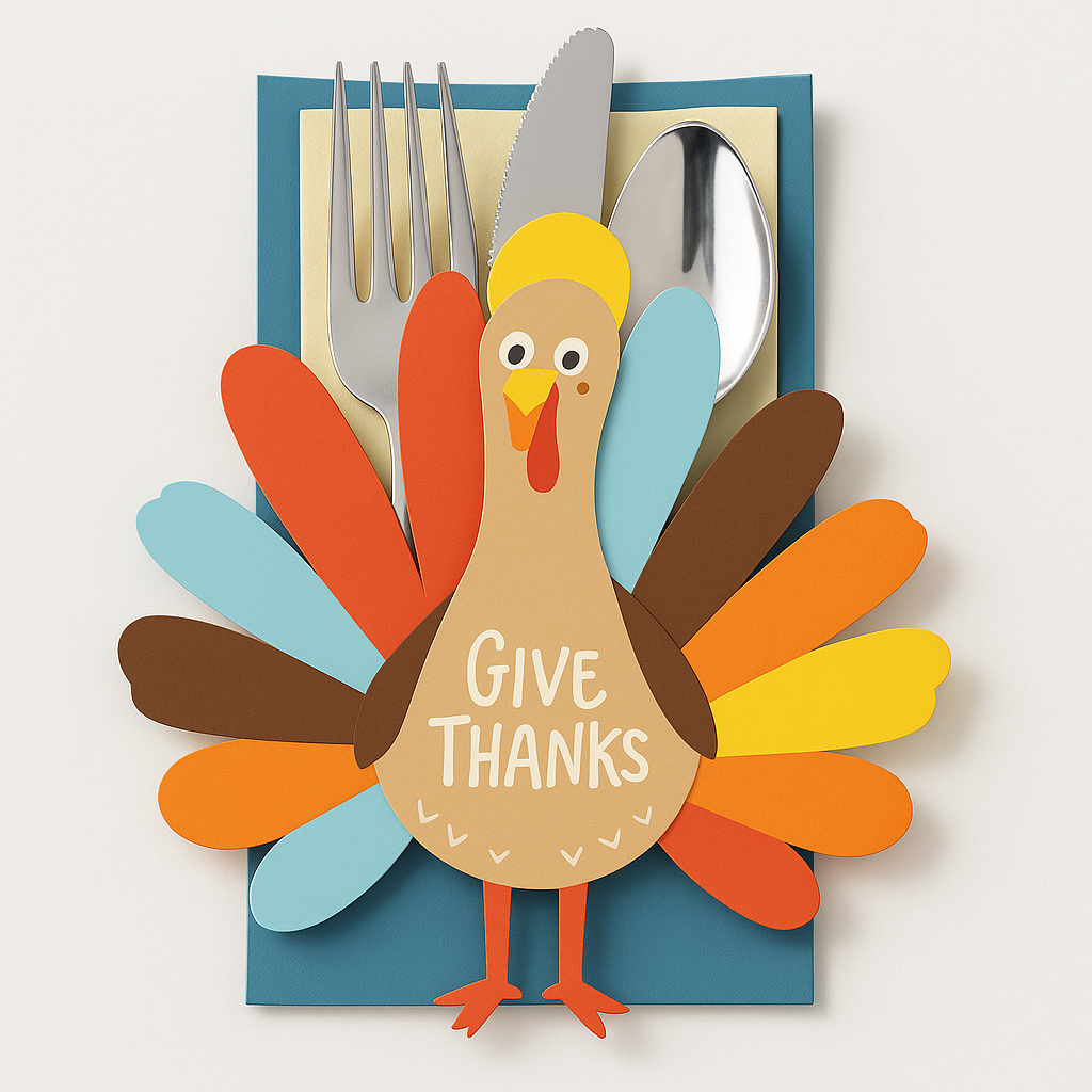 Thanksgiving Turkey Cutlery Holder Paper