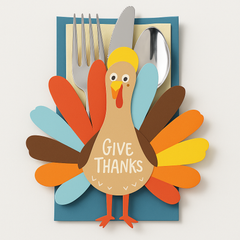 Thanksgiving Turkey Cutlery Holder Paper