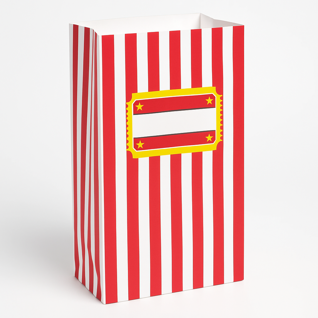 Hollywood Movie Night Snack Bags - Red & White Stripes, 10-Pack