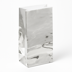Shimmering Silver Mini Paper Gift Bags - 12 Pack