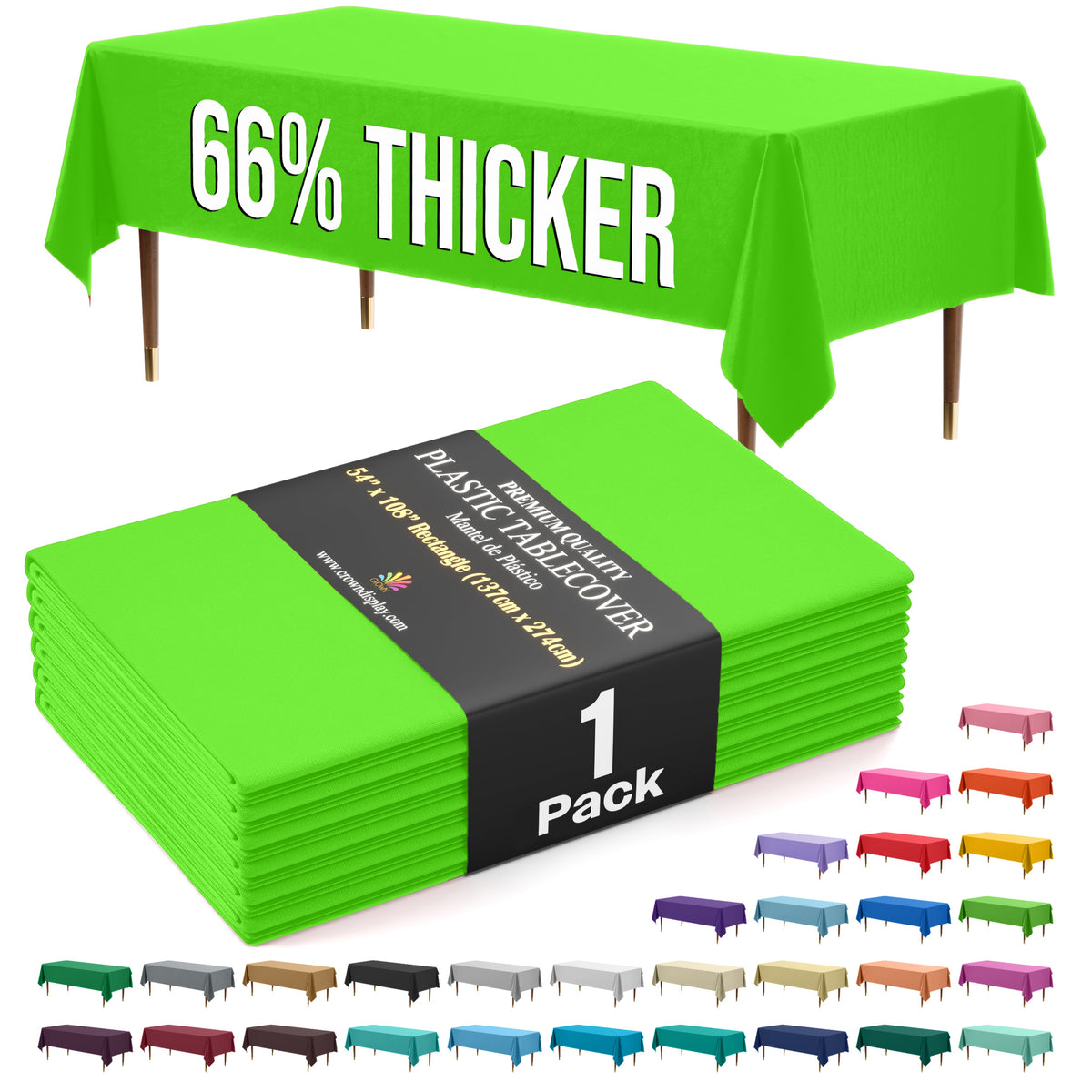 PMA - Premium Lime Green Plastic Table Cover - 54 In. x 108 In.