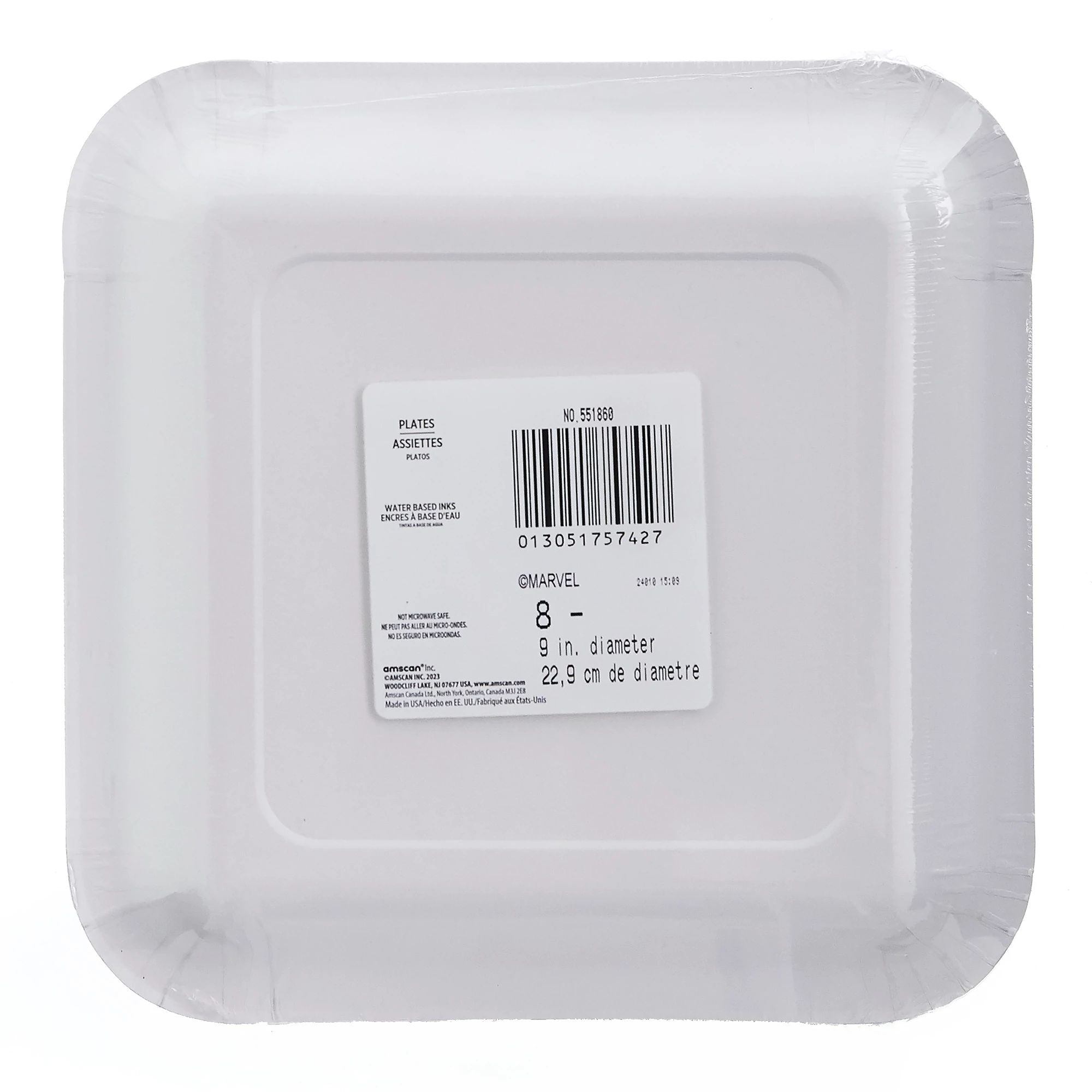 PMA - Spider-Man Webbed Wonder Square Paper Plates, 9-Inch, 8-Pack