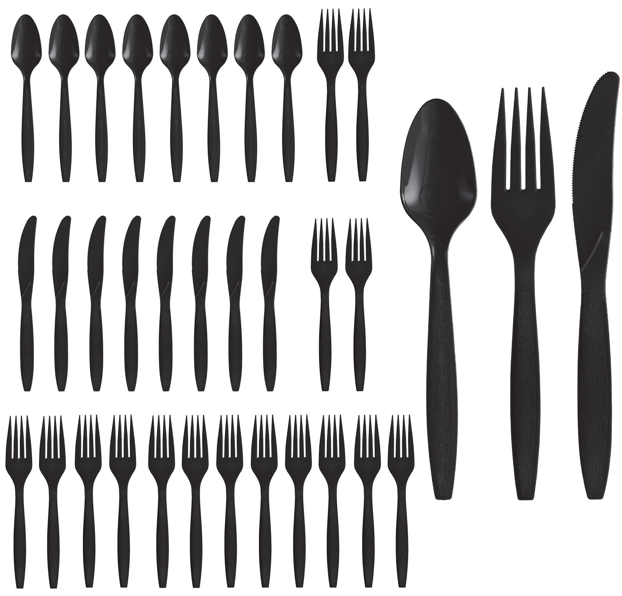PMA - Black Plastic Cutlery Assortment - 32 Count